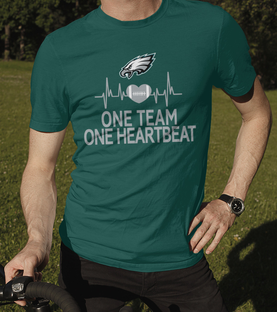 Philadelphia Eagles One Team One Heartbeat Football Logo Heartbeat T-Shirt
