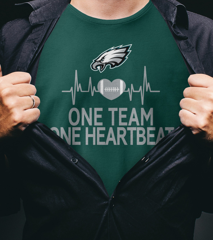 Philadelphia Eagles One Team One Heartbeat Football Logo Heartbeat T-Shirt
