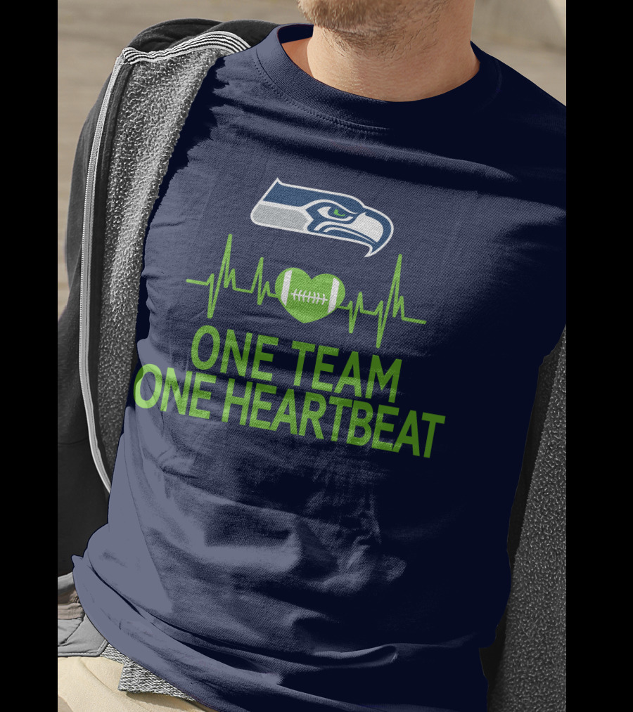 Seattle Seahawks Logo One Team One Heartbeat Football Heartbeat T-Shirt