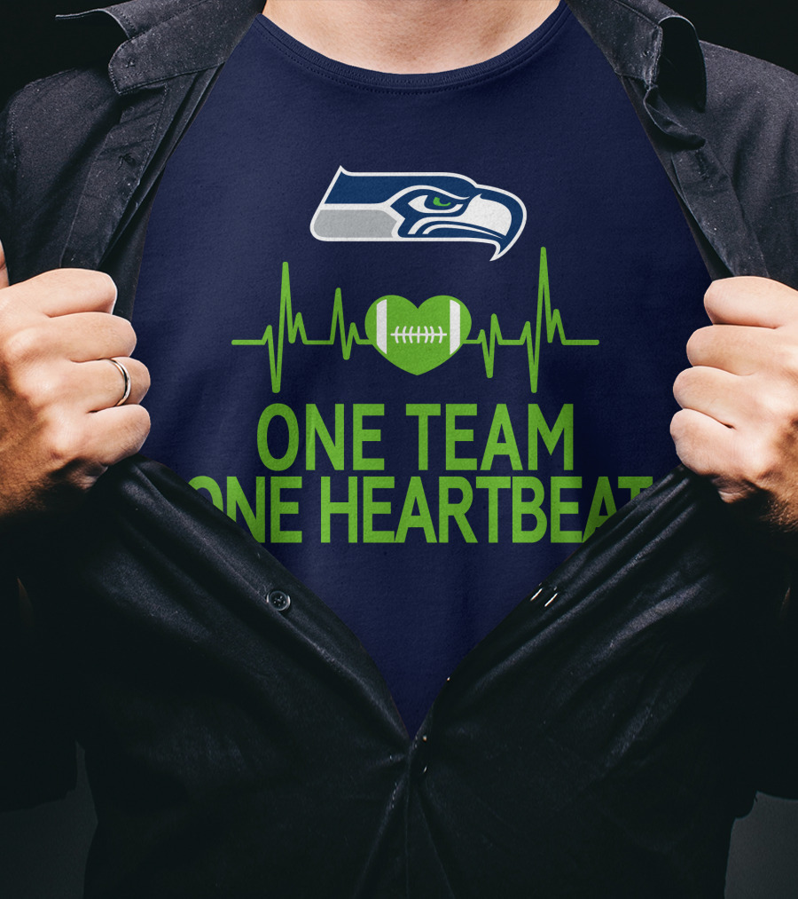 Seattle Seahawks Logo One Team One Heartbeat Football Heartbeat T-Shirt