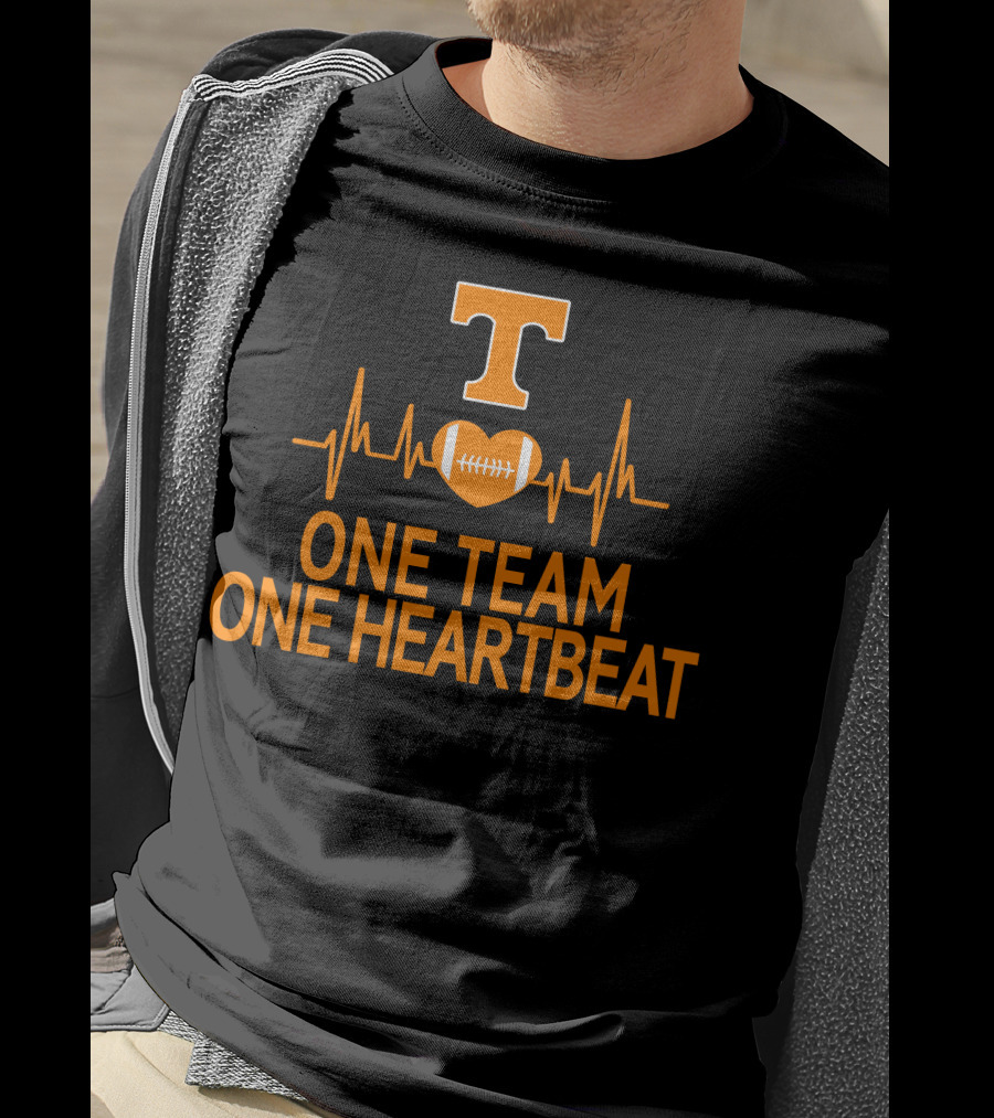 Tennessee Volunteers T Logo Heartbeat Football One Team One Heartbeat T-Shirt