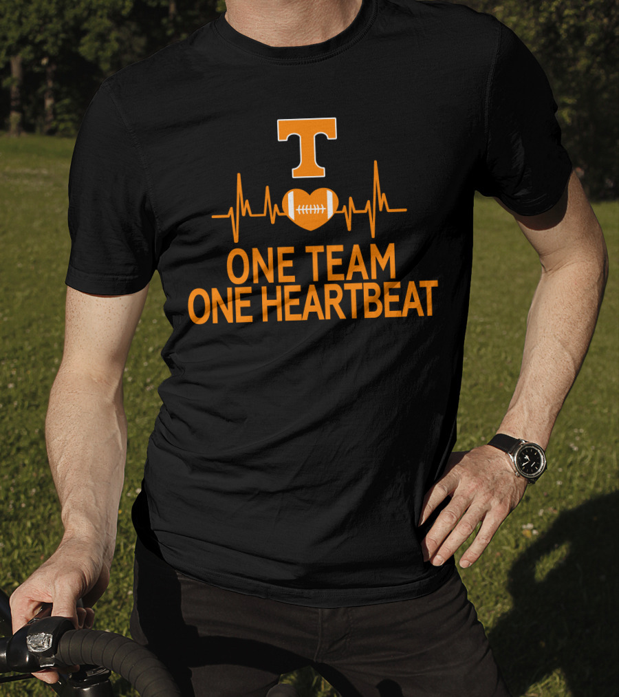 Tennessee Volunteers T Logo Heartbeat Football One Team One Heartbeat T-Shirt