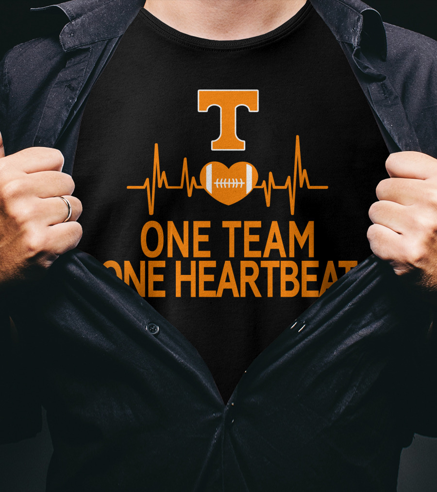 Tennessee Volunteers T Logo Heartbeat Football One Team One Heartbeat T-Shirt