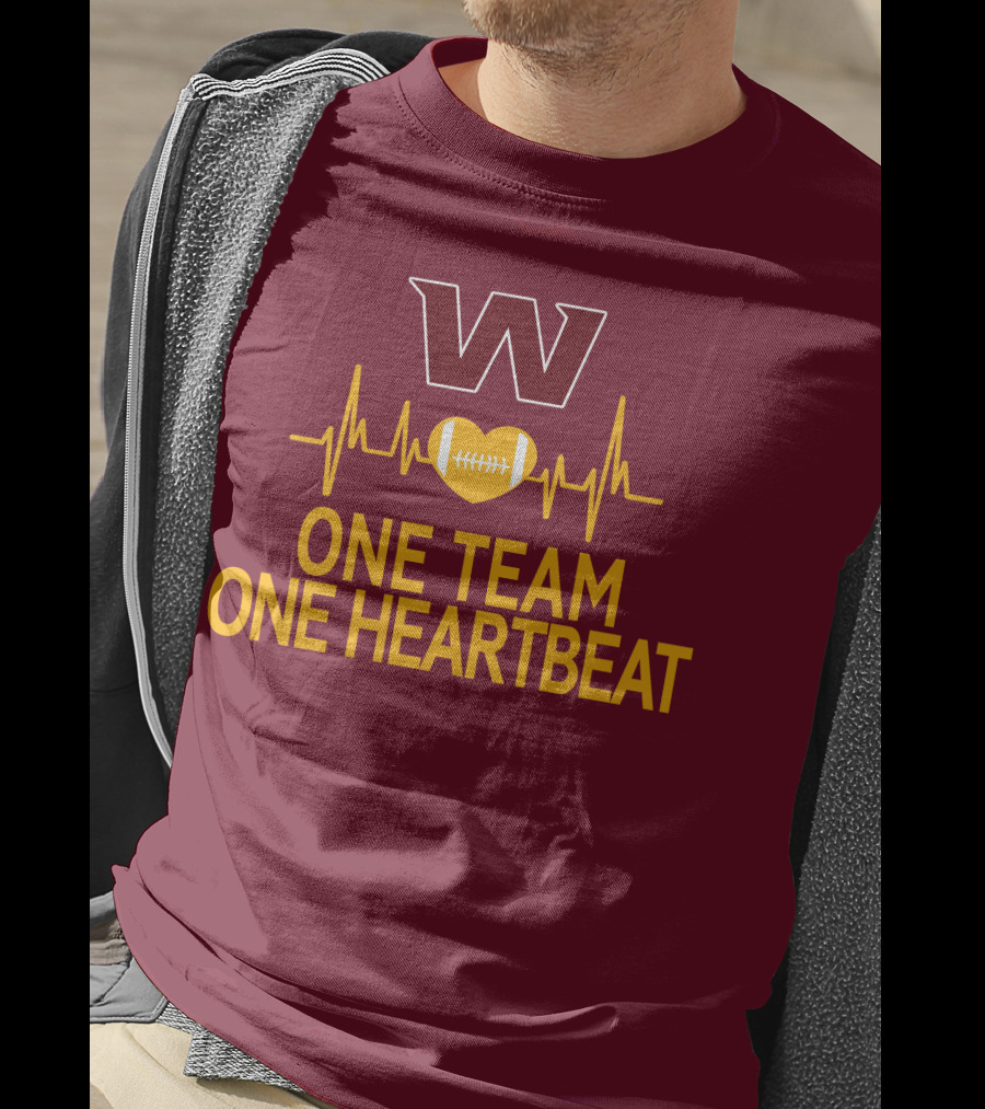 Washington Football Team W One Team One Heartbeat Football Heartbeat T-Shirt