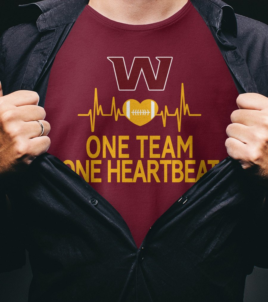 Washington Football Team W One Team One Heartbeat Football Heartbeat T-Shirt