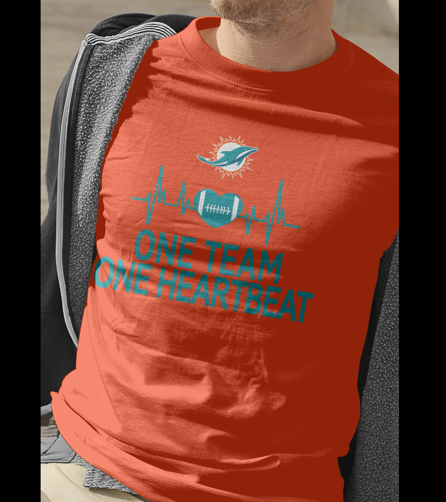 Miami Dolphins Heartbeat Football Team Unity T-Shirt