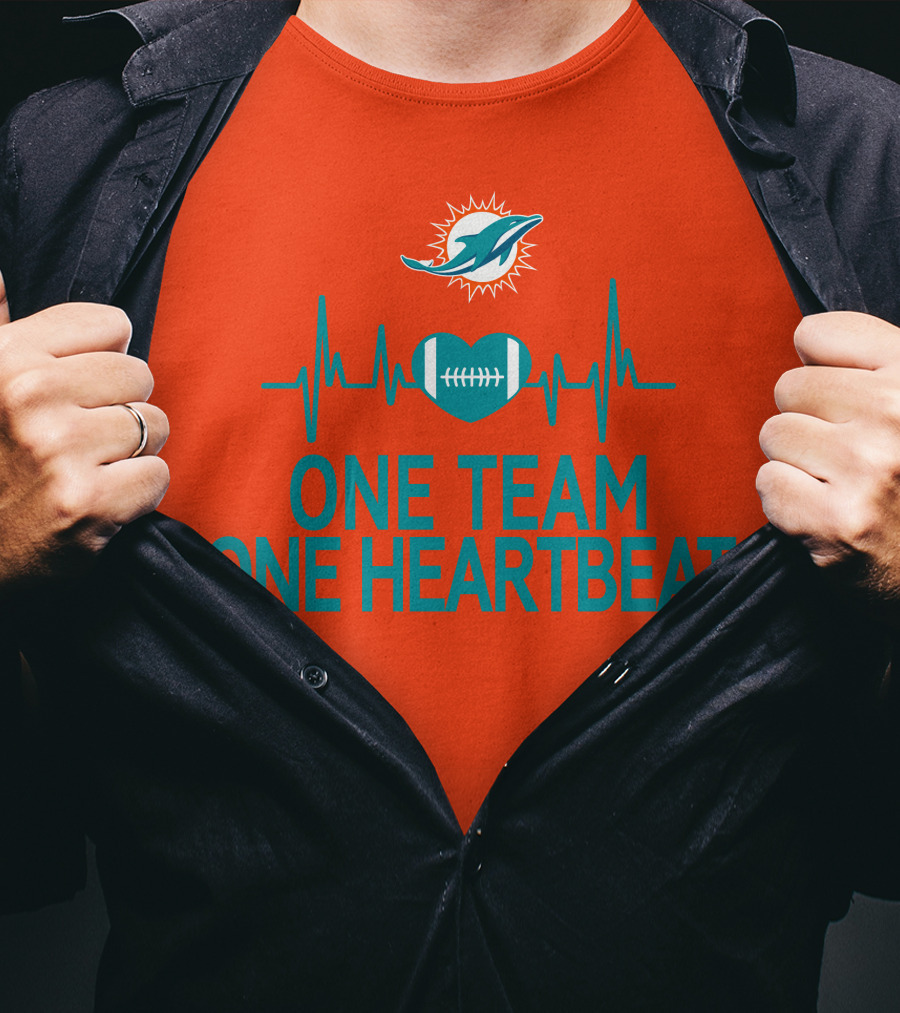 Miami Dolphins Heartbeat Football Team Unity T-Shirt