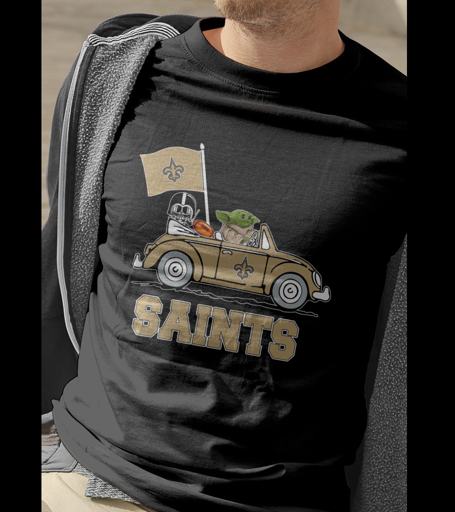 New Orleans Saints Darth Vader Baby Yoda Car Star Wars Driving T-Shirt