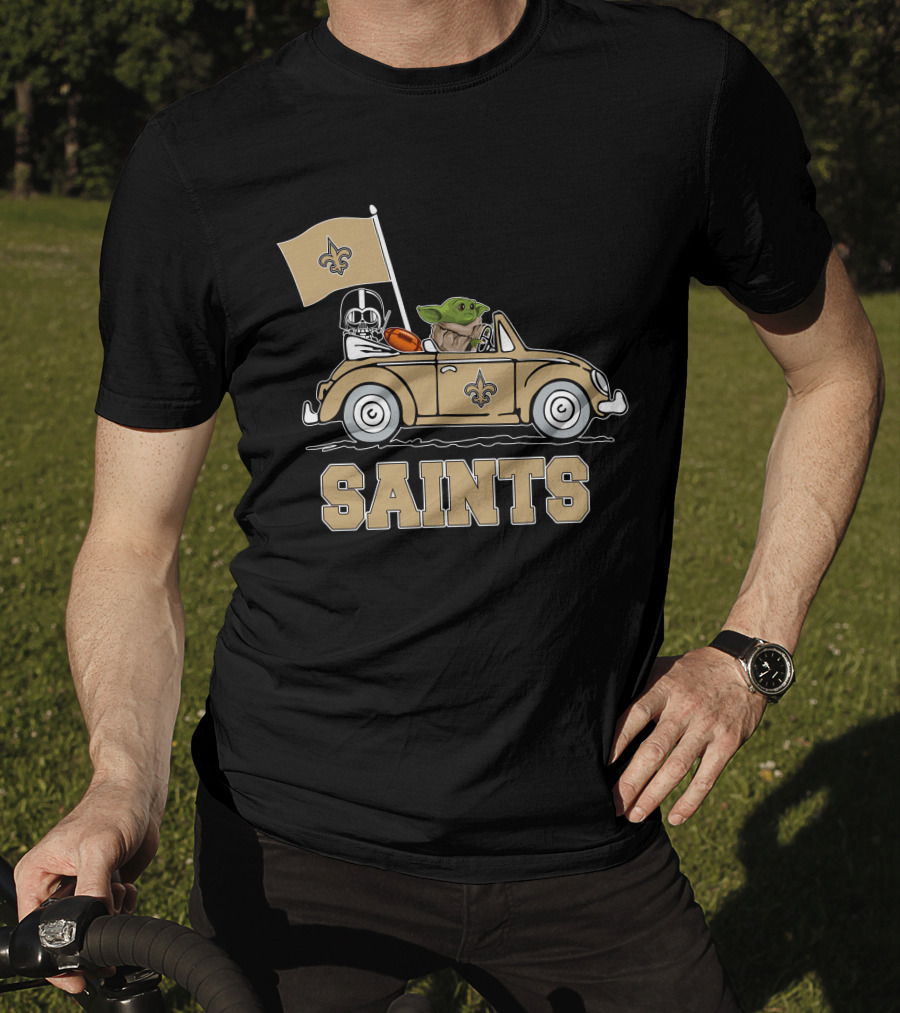 New Orleans Saints Darth Vader Baby Yoda Car Star Wars Driving T-Shirt