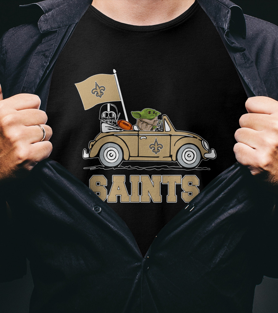 New Orleans Saints Darth Vader Baby Yoda Car Star Wars Driving T-Shirt