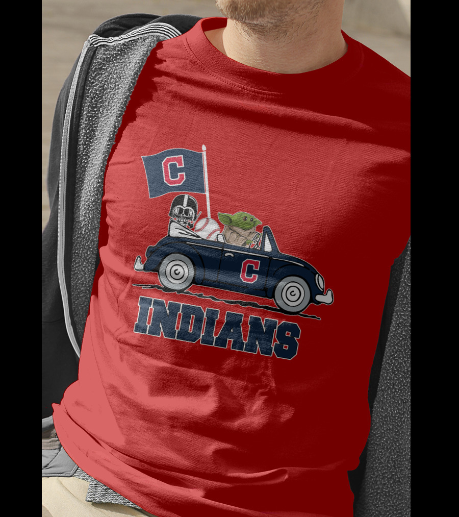 Cleveland Indians Baby Yoda Darth Vader Car Star Wars T-Shirt