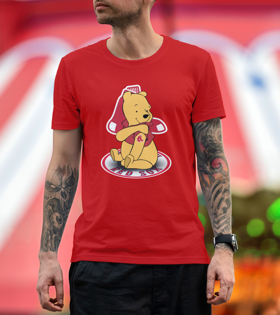 Boston Red Sox Winnie the Pooh Hugging Baseball T-Shirt
