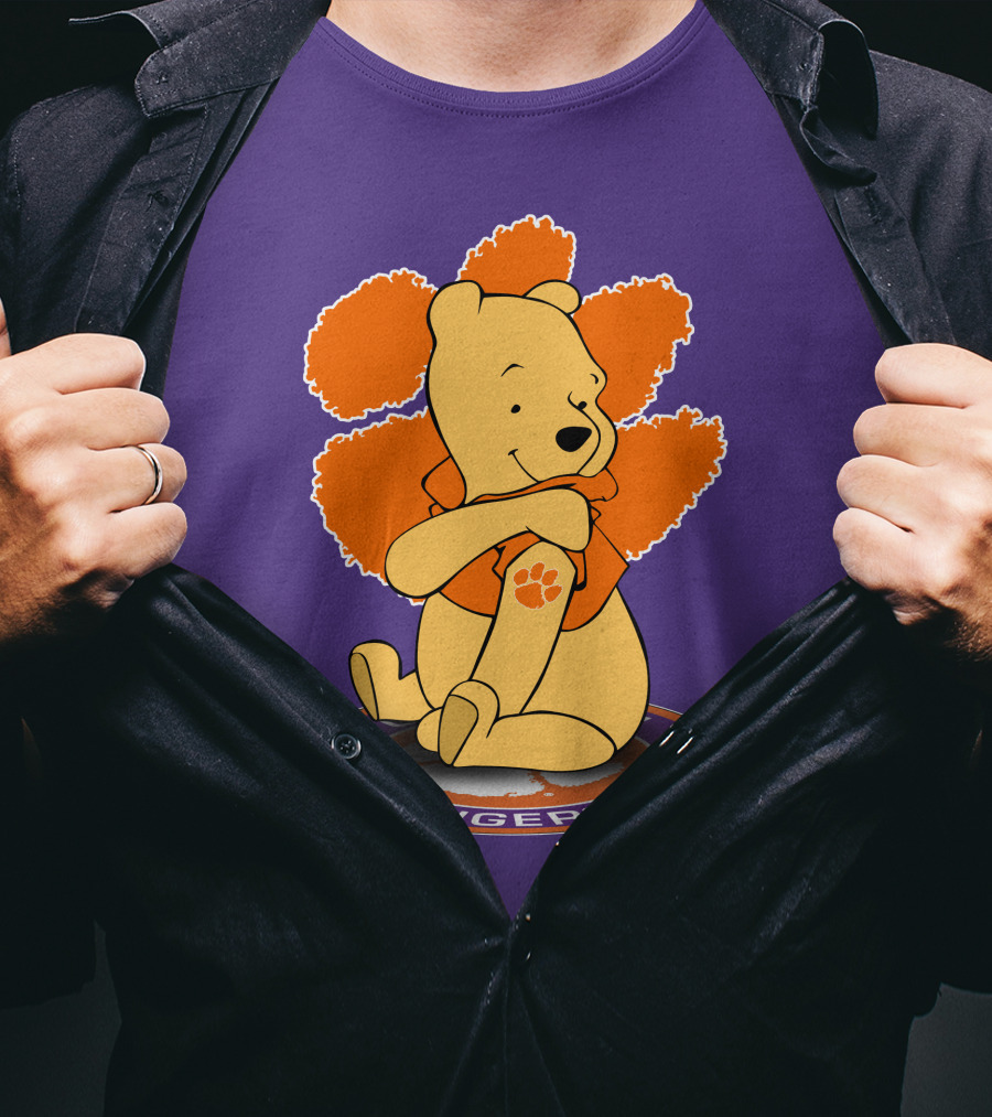 Clemson Tigers Winnie The Pooh Paw Prints T-Shirt