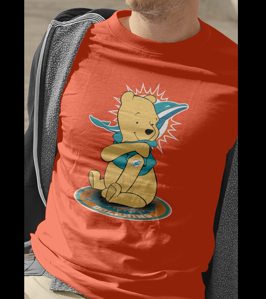 Miami Dolphins Winnie The Pooh NFL Football Crossover T-Shirt