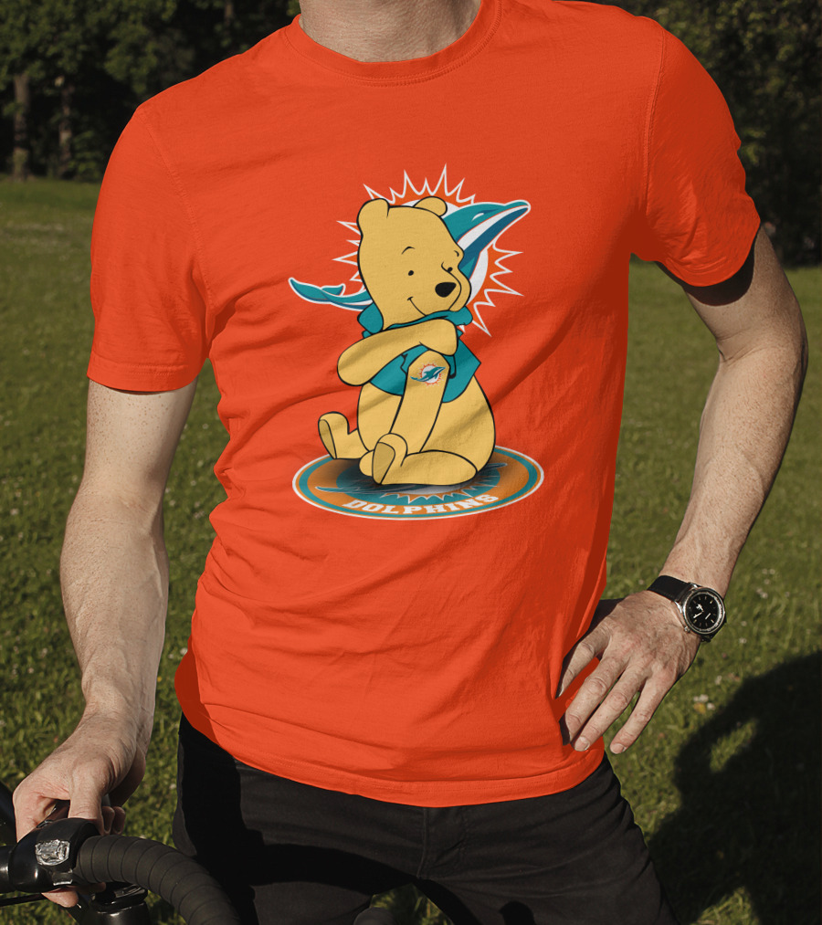 Miami Dolphins Winnie The Pooh NFL Football Crossover T-Shirt