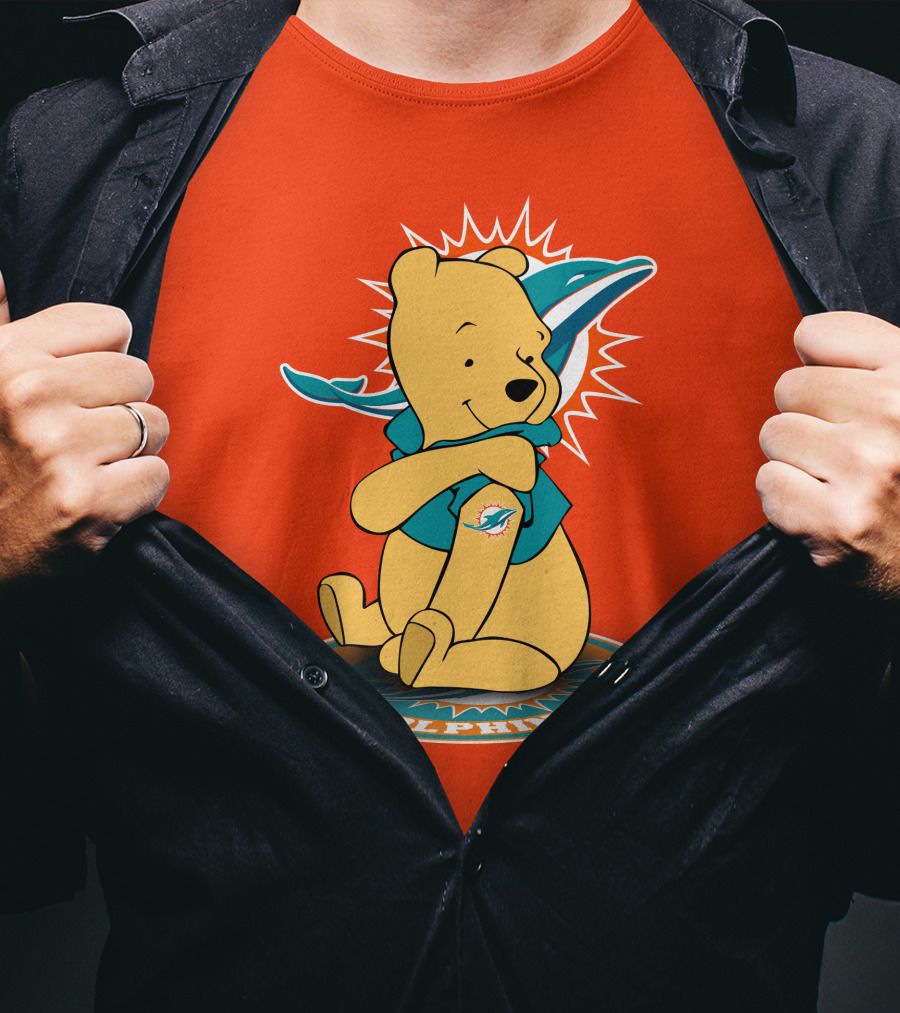 Miami Dolphins Winnie The Pooh NFL Football Crossover T-Shirt