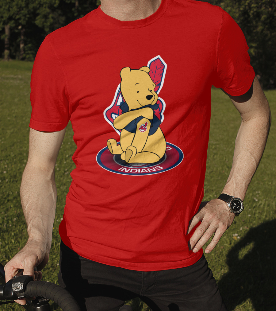 Winnie The Pooh Cleveland Indians Baseball Team Crossover T-Shirt