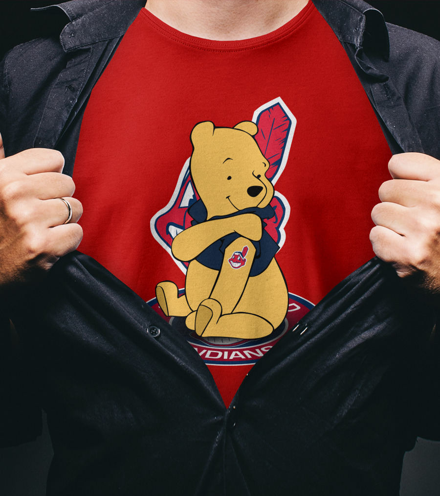 Winnie The Pooh Cleveland Indians Baseball Team Crossover T-Shirt