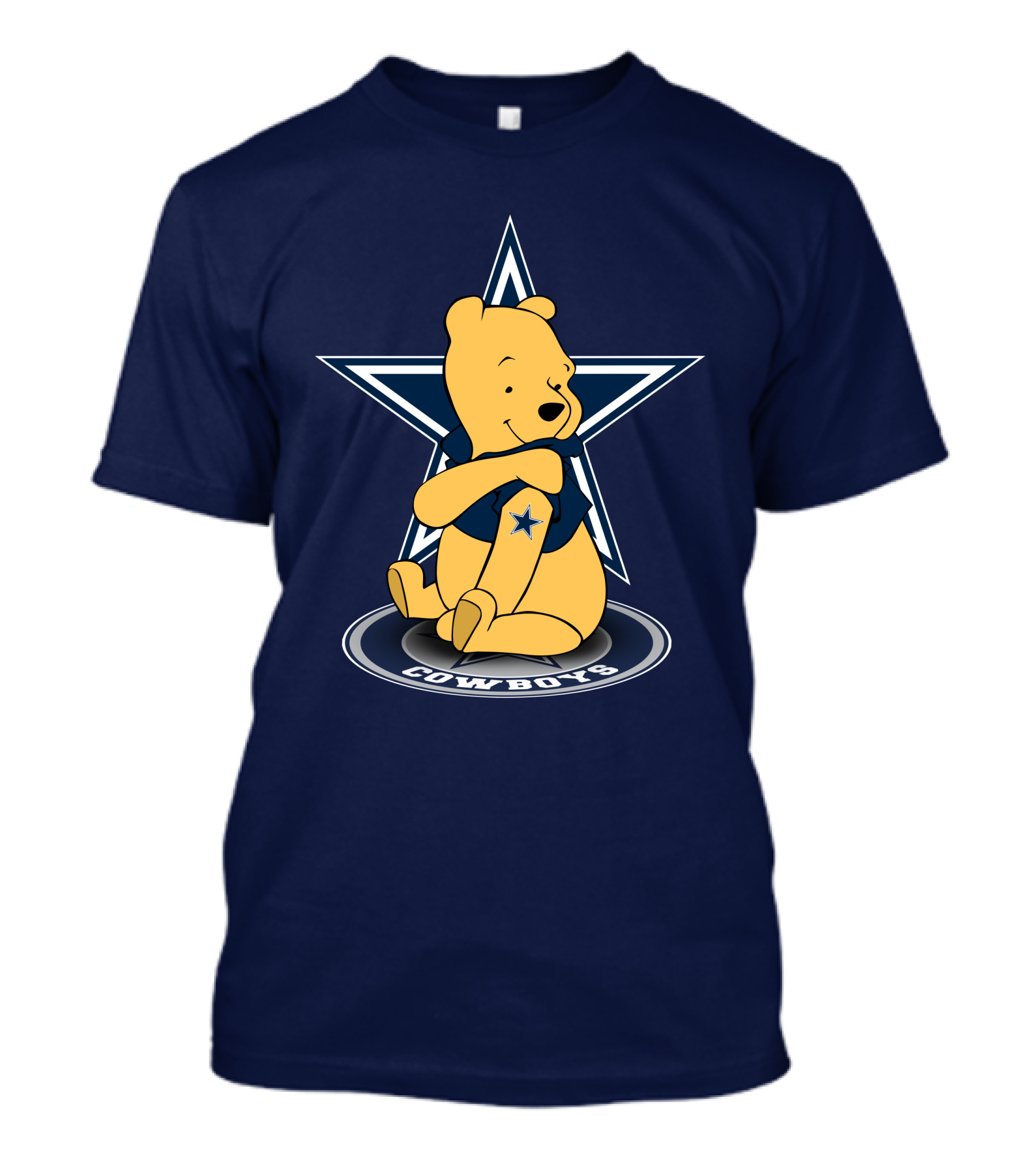 Dallas Cowboys Winnie The Pooh Star Logo Hugging Sitting T-Shirt