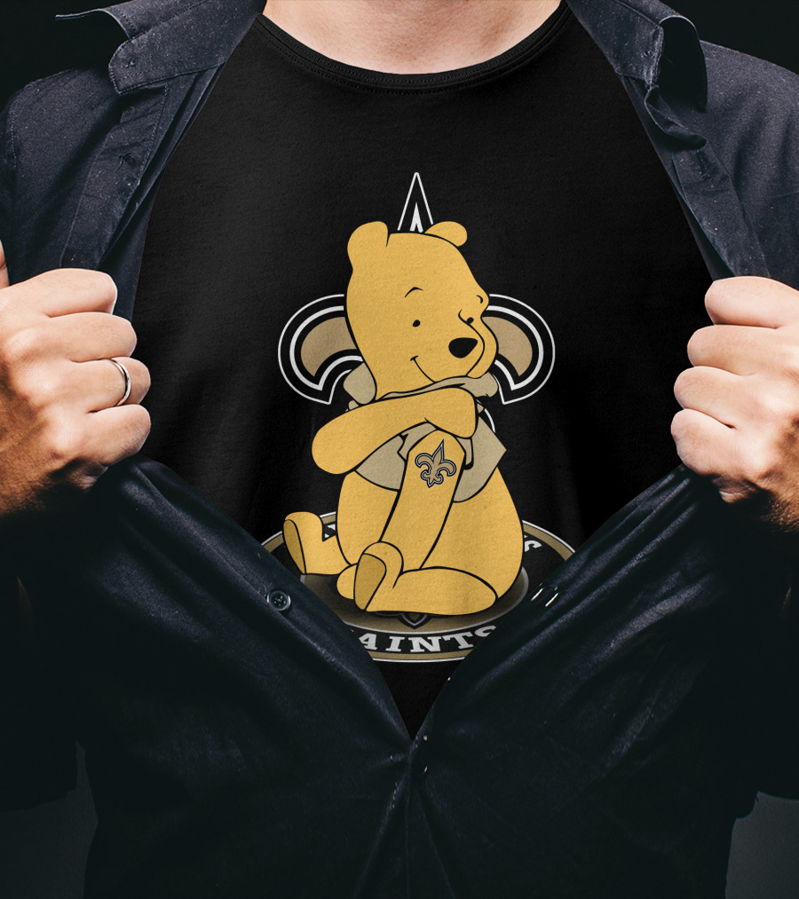 New Orleans Saints Winnie The Pooh Fan Logo Fusion T-Shirt