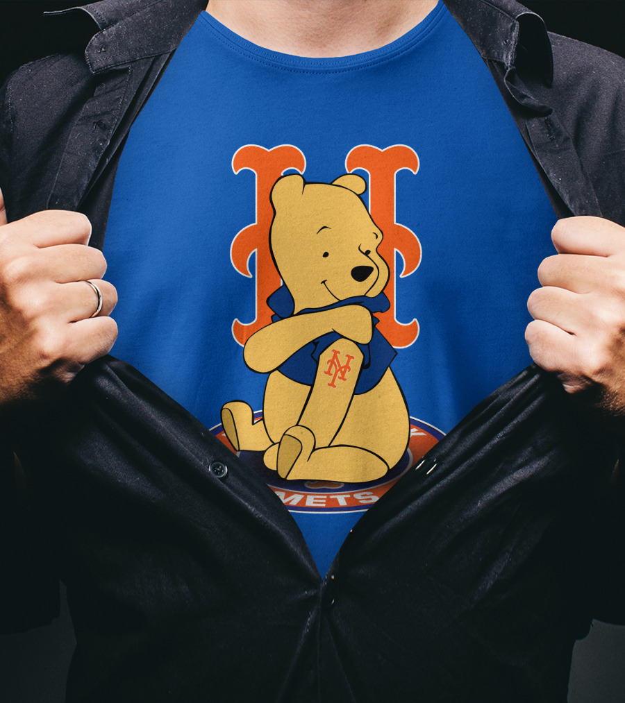 New York Mets Winnie The Pooh MLB Character Crossover T-Shirt