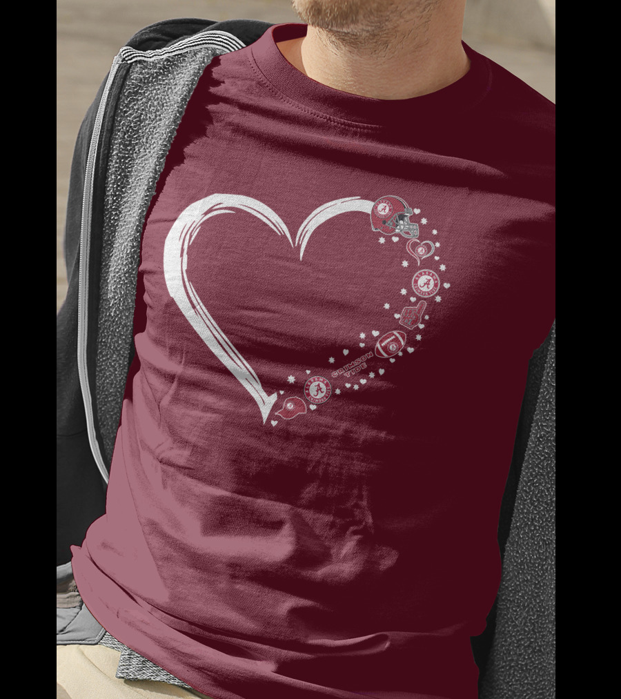 Alabama Crimson Tide Heart Design #1 Fan T-Shirt
