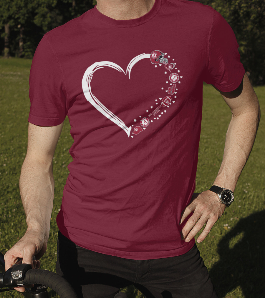 Alabama Crimson Tide Heart Design #1 Fan T-Shirt