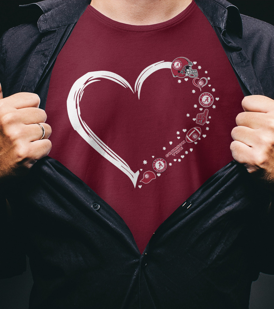 Alabama Crimson Tide Heart Design #1 Fan T-Shirt