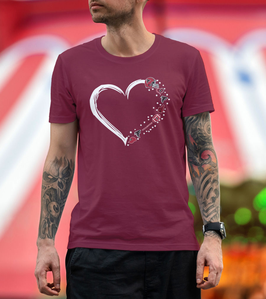 Atlanta Falcons Heart-Shaped Fan Love T-Shirt