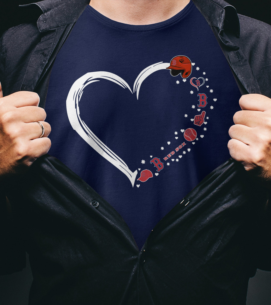 Boston Red Sox Heart Baseball Cap Foam Finger Bat Glove Boston Red Sox B T-Shirt