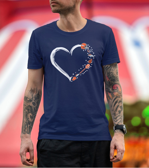 Premium T-Shirt: Heart-Shaped Denver Broncos Fan Love Icons and Helmet T-Shirt Heart-Shaped Denver Broncos Fan Love Icons and Helmet T-Shirt