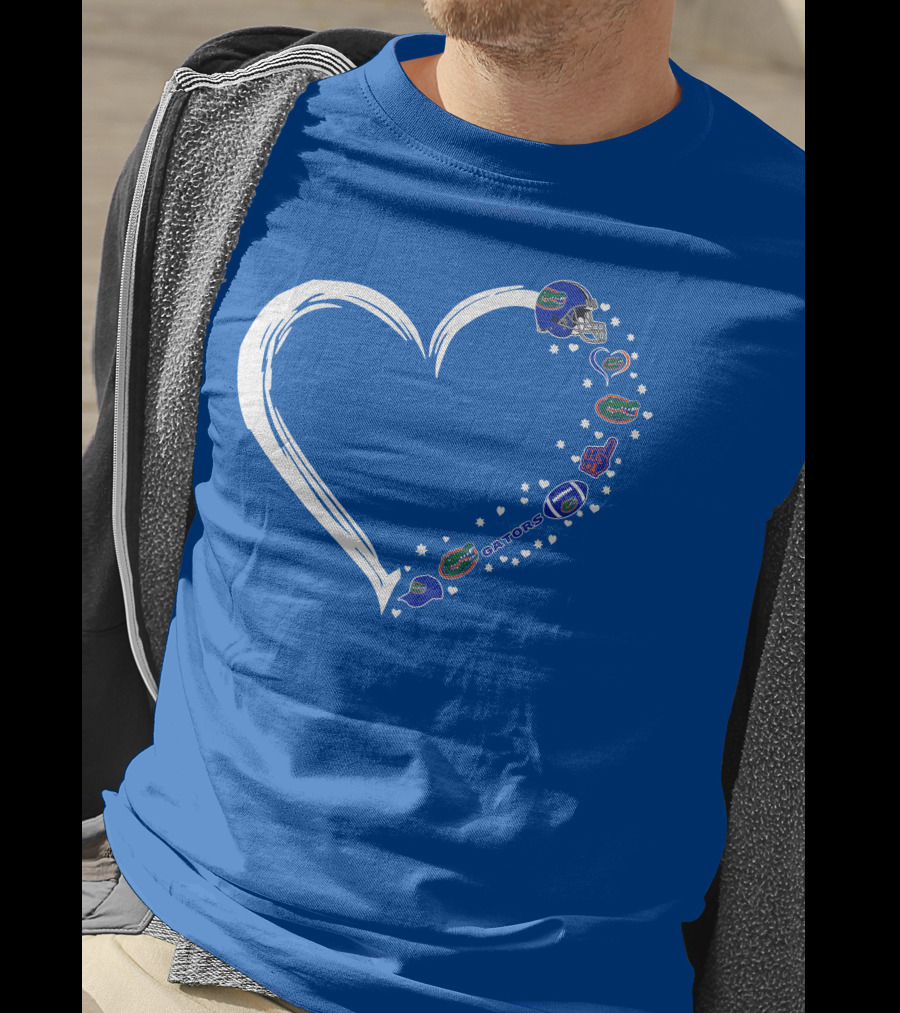 Florida Gators Love Heart Helmet Fan Symbols T-Shirt