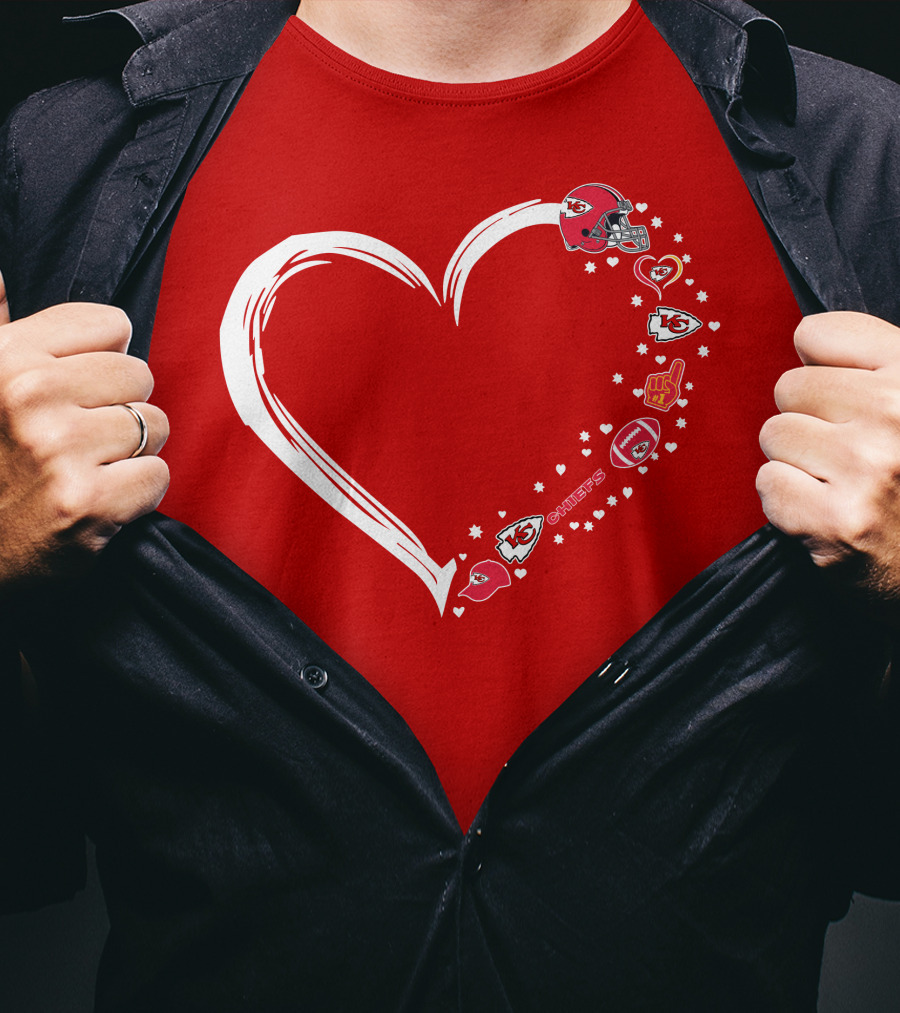 Kansas City Chiefs Fan Heart Helmet Football Stars Chiefs T-Shirt