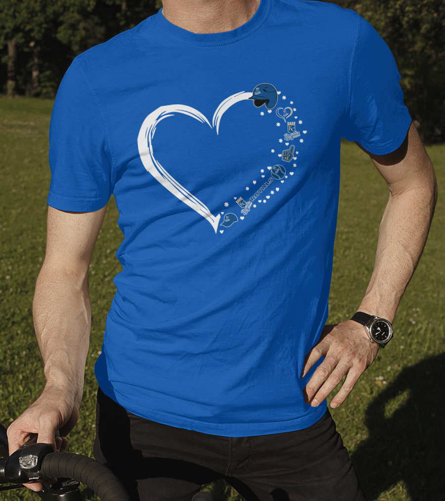 Kansas City Royals Heart Logo Fan Stars And Helmets T-Shirt