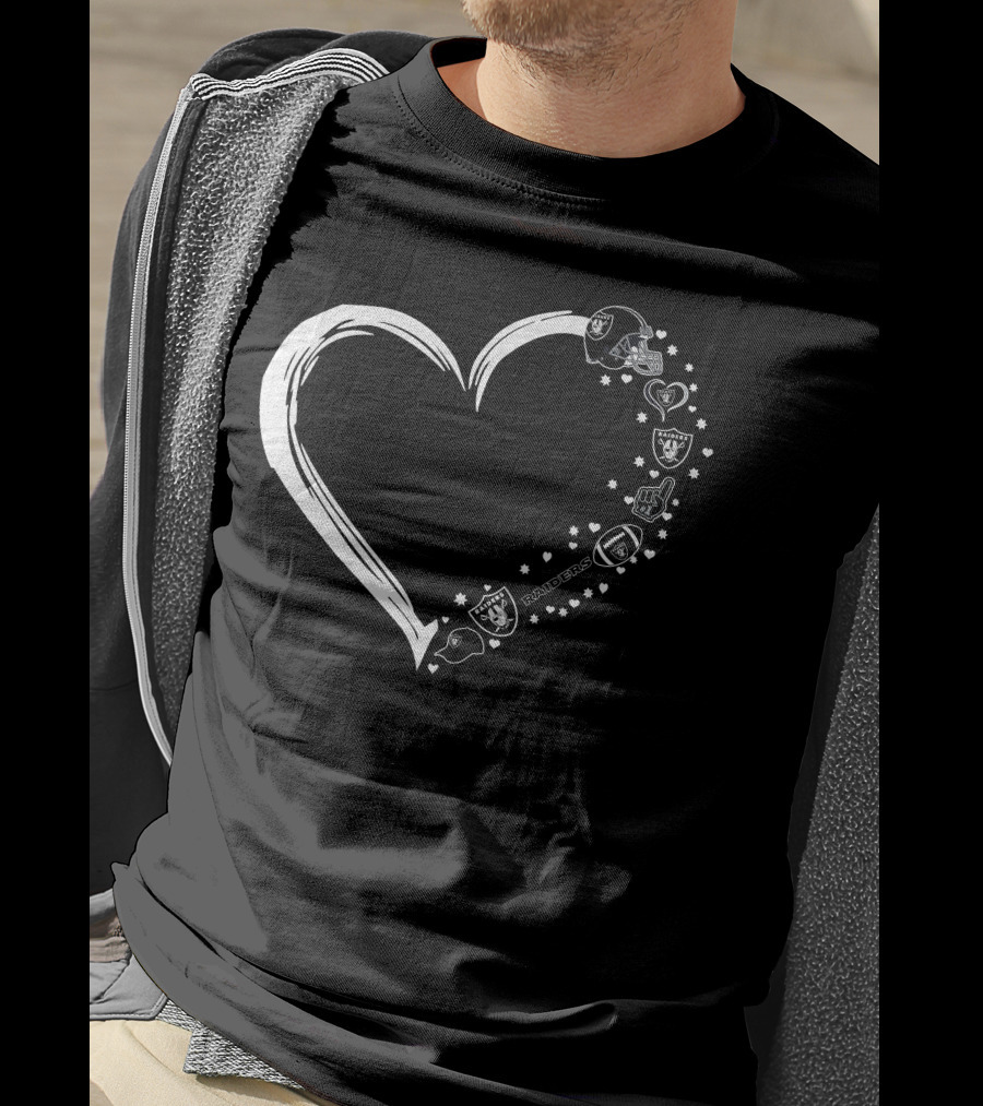 Las Vegas Raiders Heart Logo And Helmet Fan T-Shirt