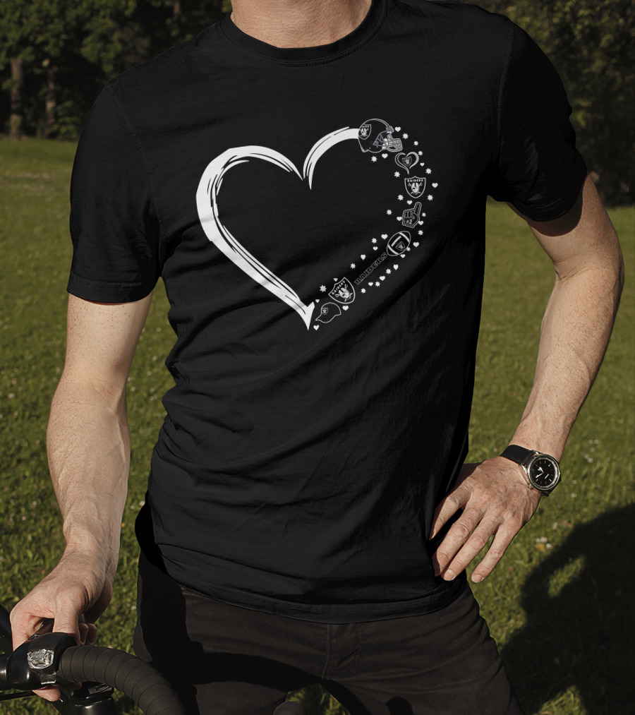 Las Vegas Raiders Heart Logo And Helmet Fan T-Shirt