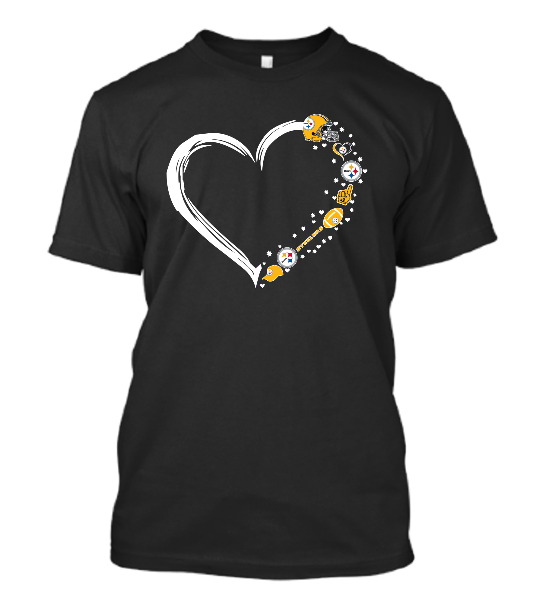 Pittsburgh Steelers Heart Helmet Foam Finger Stars Fan Art #1 Fan T-Shirt