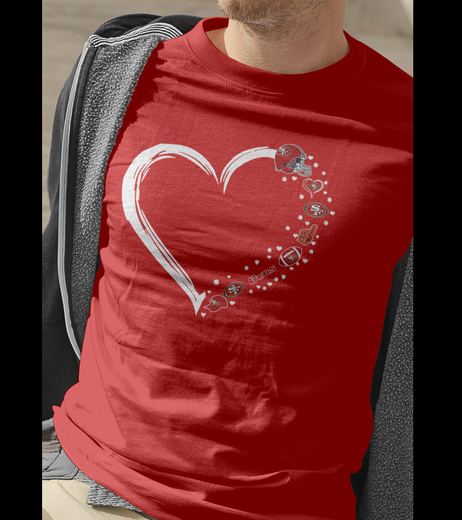 San Francisco 49ers Heart Design With Helmet T-Shirt