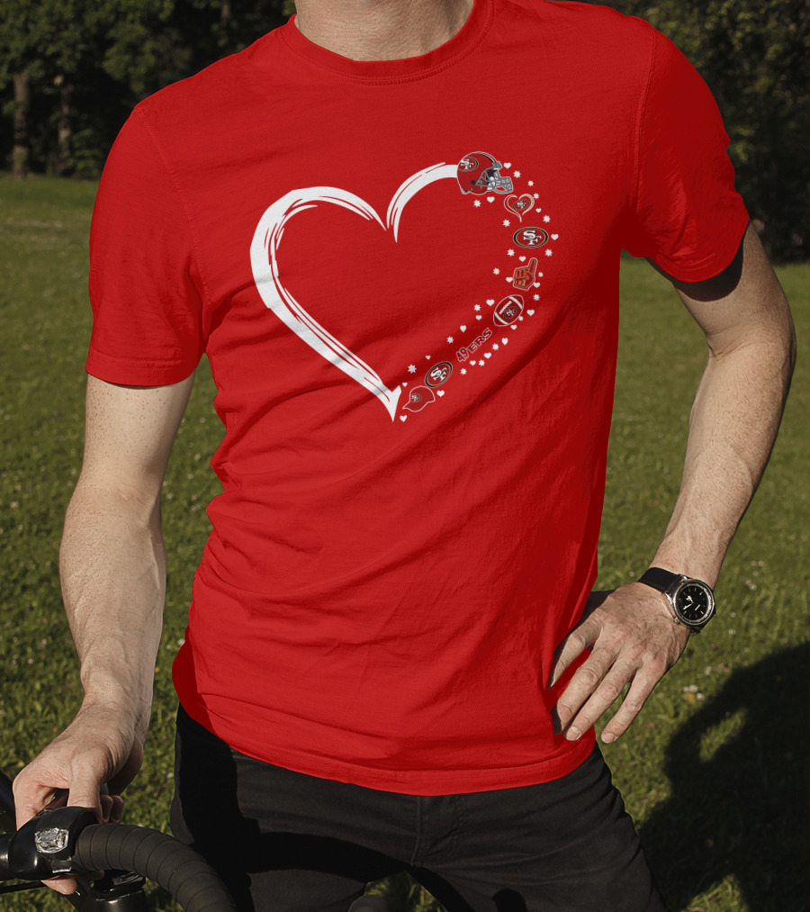 San Francisco 49ers Heart Design With Helmet T-Shirt