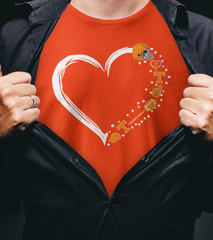 Tennessee Volunteers Heart Helmet Foam Finger Football Stars T-Shirt