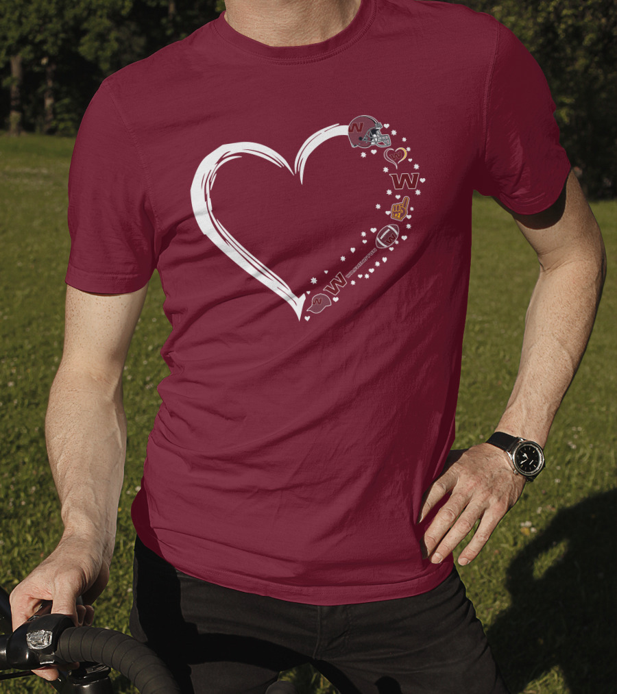 Washington Football Team Heart Helmet Fan W Love #1 T-Shirt