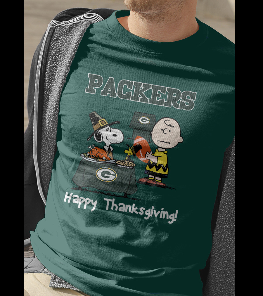Packers Snoopy Charlie Brown Happy Thanksgiving T-Shirt
