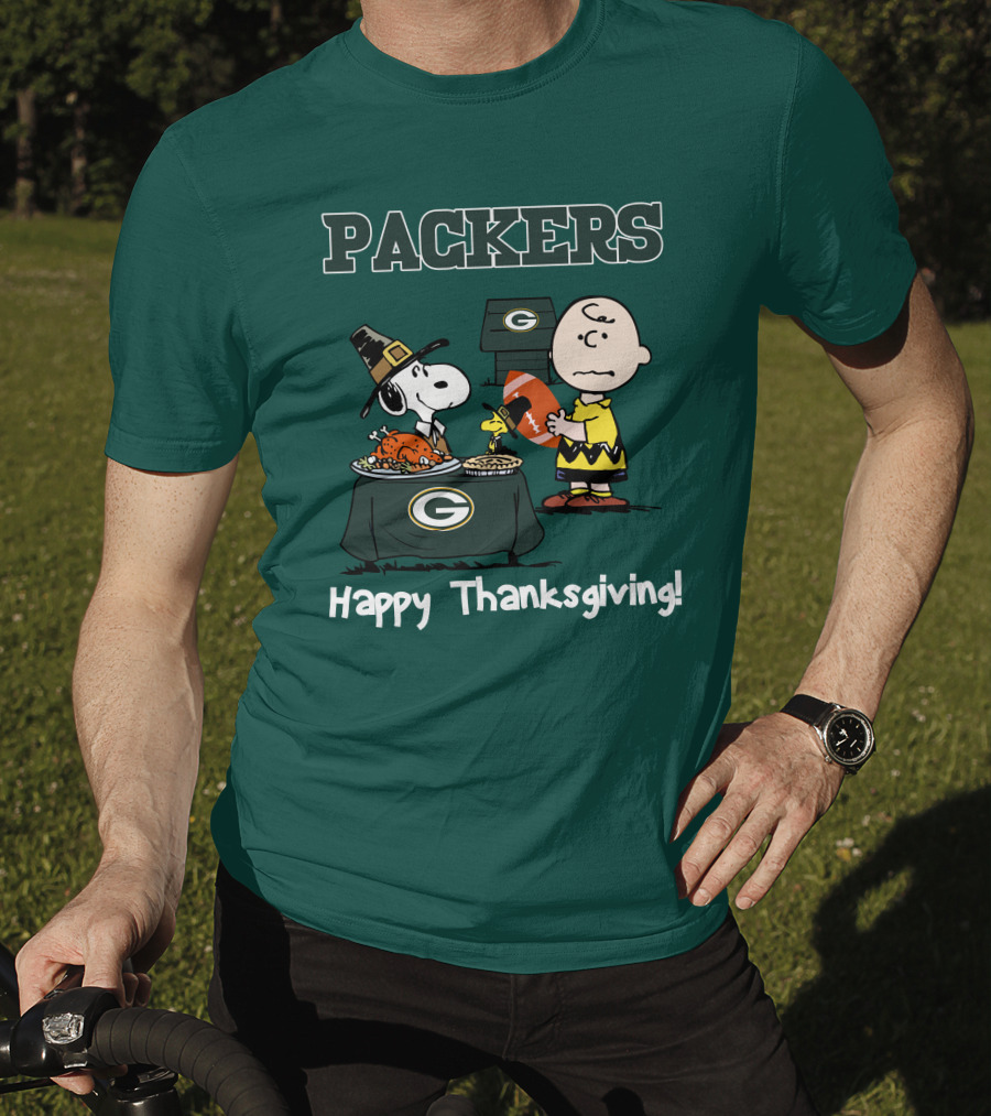 Packers Snoopy Charlie Brown Happy Thanksgiving T-Shirt