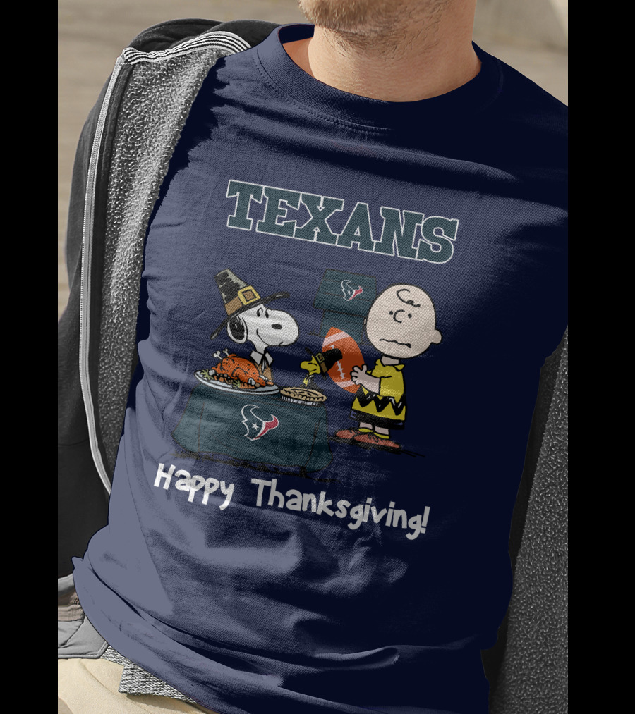 Texans Snoopy Charlie Brown Thanksgiving Football T-Shirt