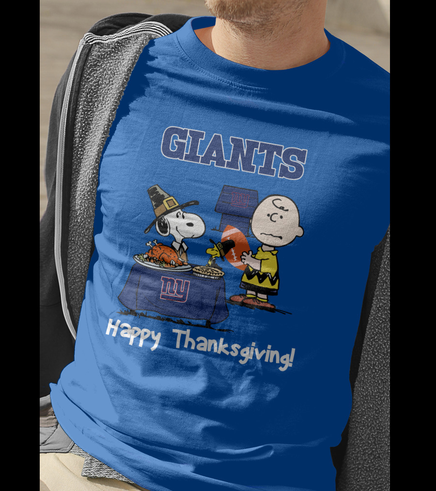 GIANTS Snoopy Happy Thanksgiving Football Charlie Brown T-Shirt