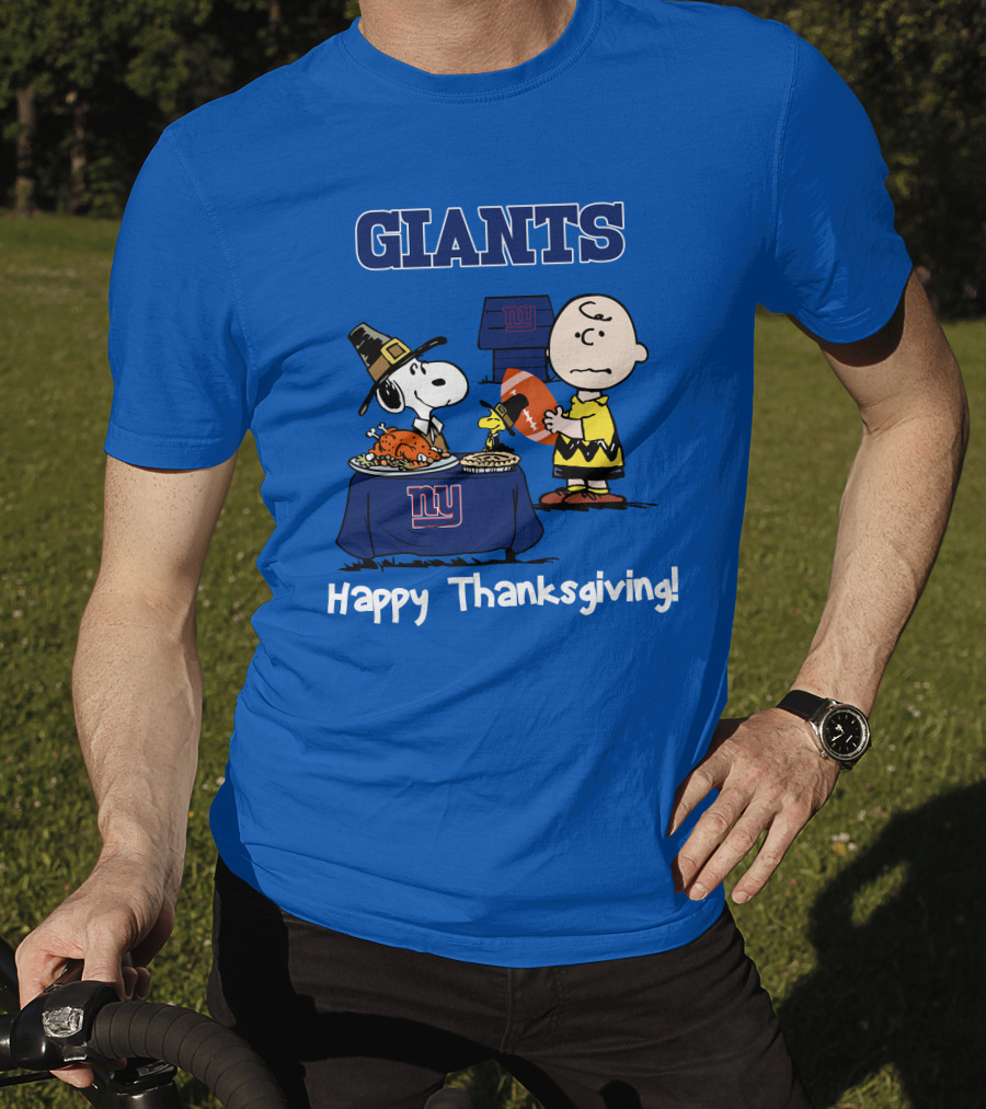 GIANTS Snoopy Happy Thanksgiving Football Charlie Brown T-Shirt
