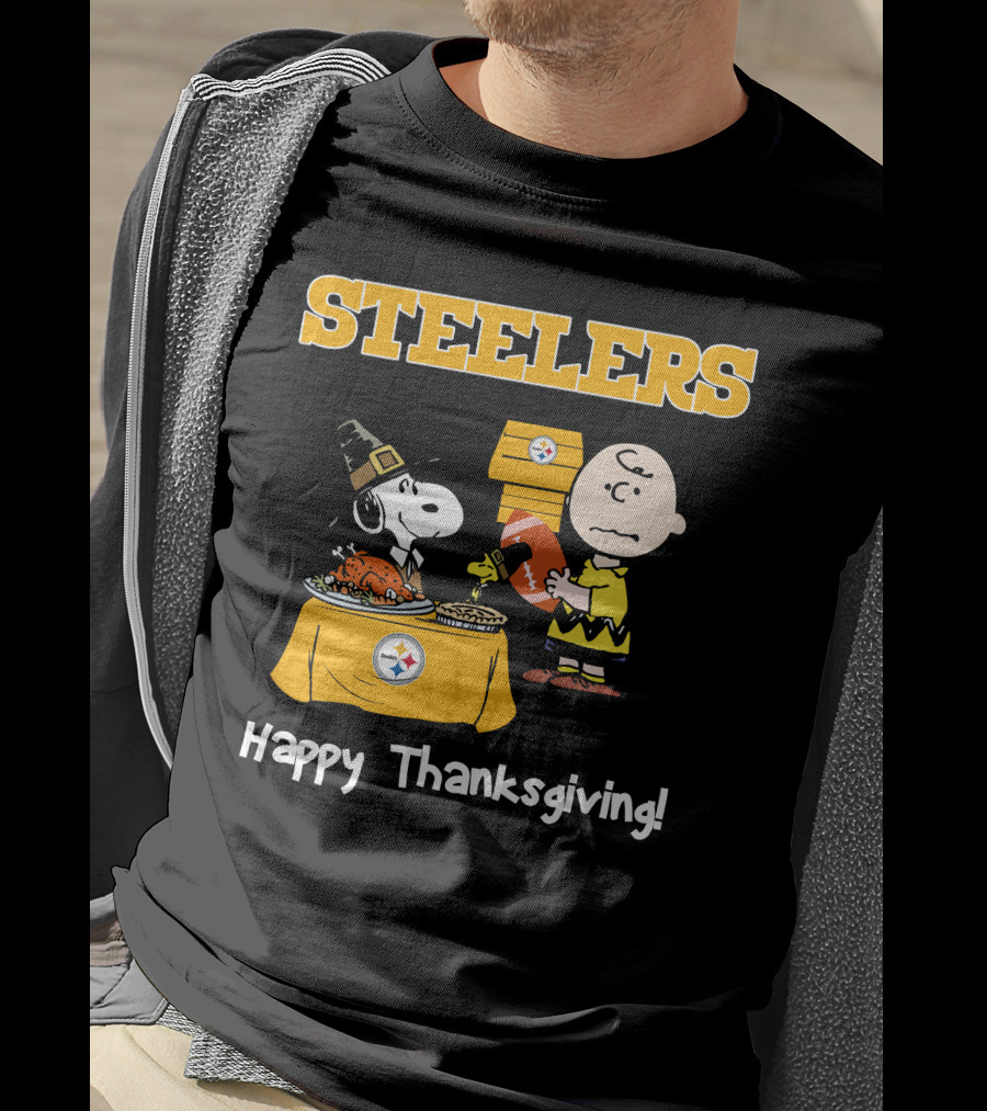 Steelers Snoopy Charlie Brown Happy Thanksgiving T-Shirt
