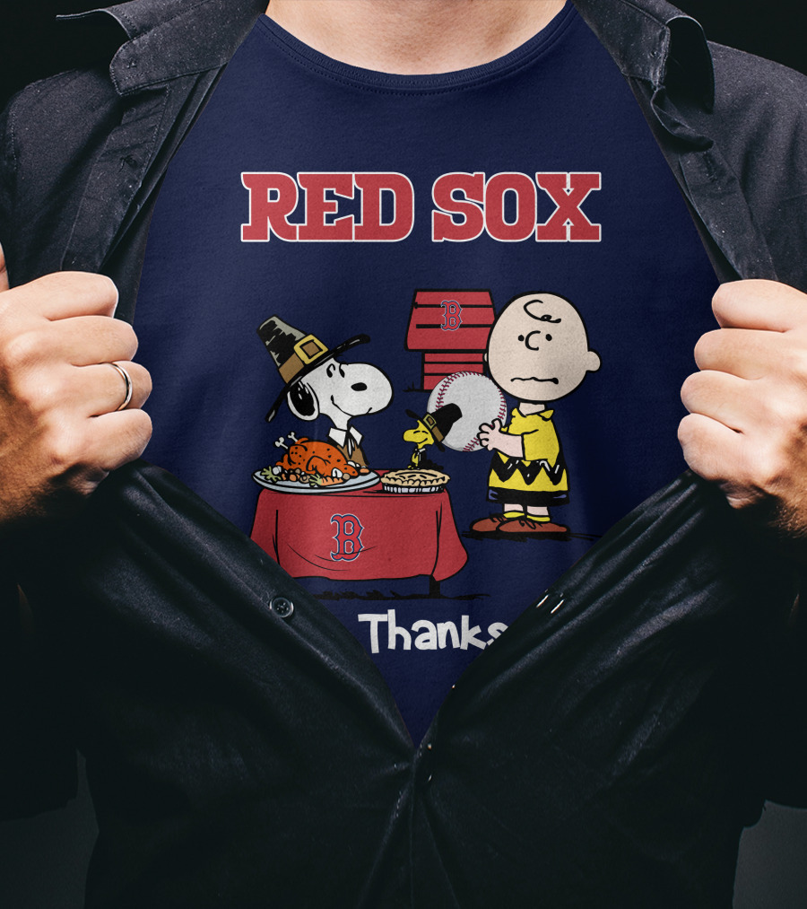 Red Sox Snoopy Charlie Brown Thanksgiving Baseball T-Shirt