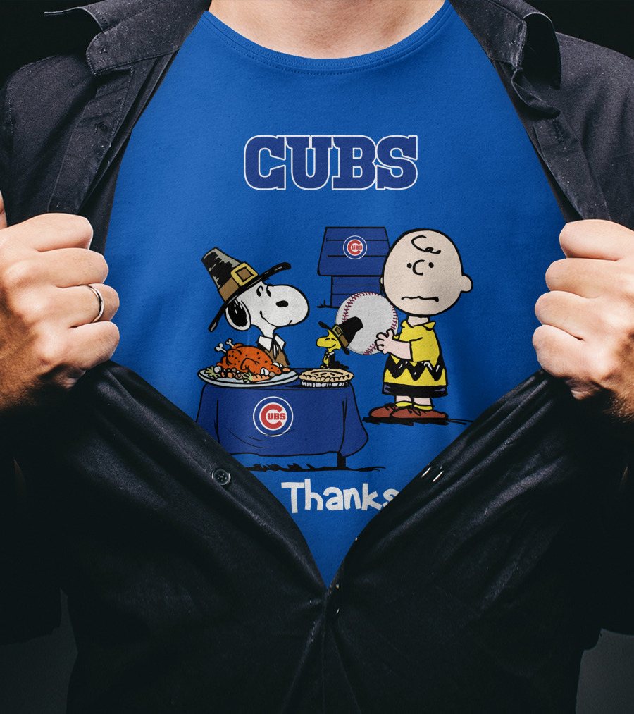 Cubs Snoopy Charlie Brown Thanksgiving Baseball T-Shirt