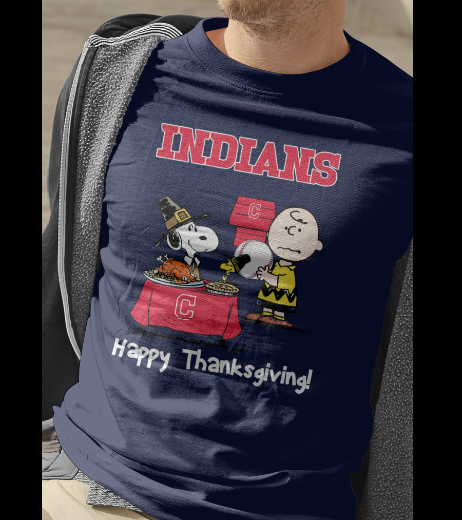 Indians Snoopy Happy Thanksgiving Charlie Brown Peanuts T-Shirt